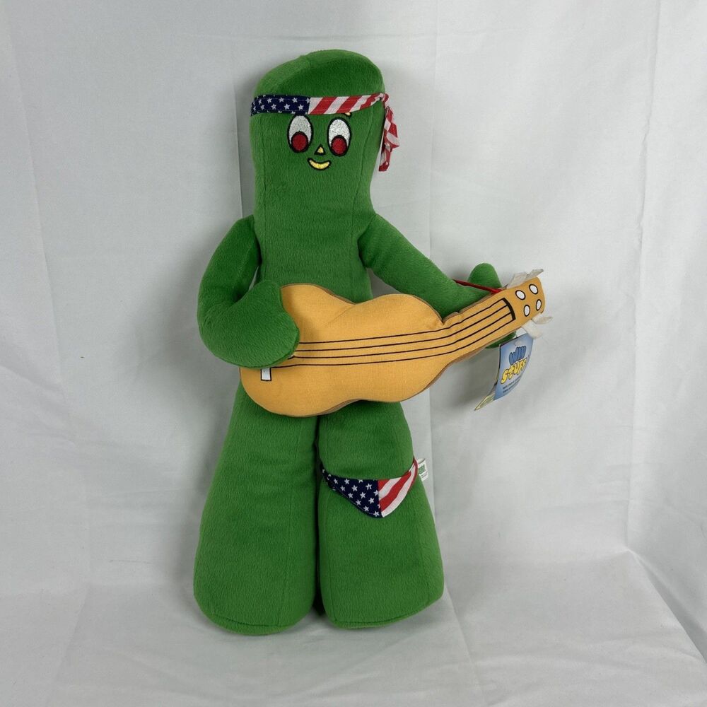 Vtg 2001 GUMBY Plush Guitar Hippie 20” Country Singer Cartoon Stuffed Toy
